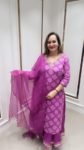 PURPLISH PINK COTTON KURTI WITH SKIRT & DUPPATA