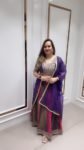 VIBRANT PURPLE CHOLI WITH PINK LEHENGA ON DOLA SILK