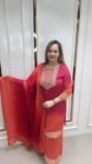RICH PINK DESIGNER KURTI WITH SHARARA ON PURE MAL SILK