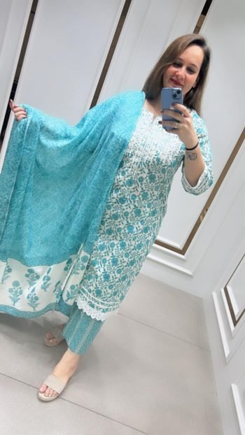 BEAUTIFUL KURTI PANT WITH DUPATTA ON COTTON