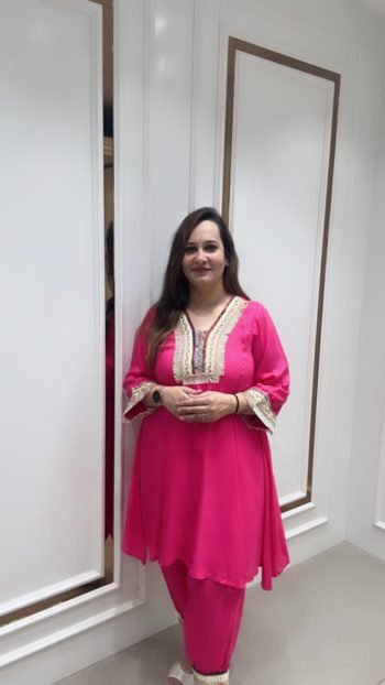 VIBRANT PINK CORD SET WITH STYLISH  BALOON PANT
