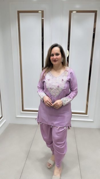 DELICATE LAVENDER CORD SET ON PURE CREPE SILK