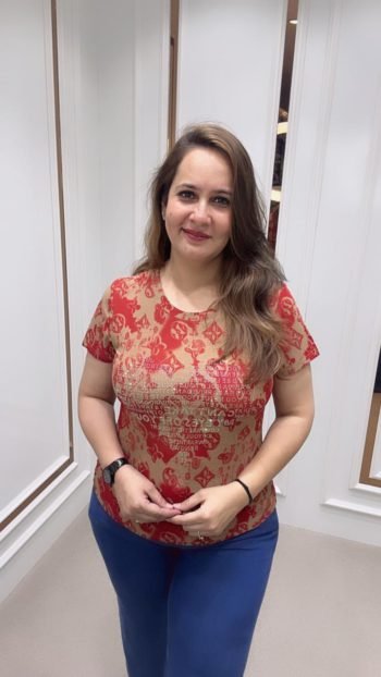RED FLORAL TOP ON IMPORTED FABRIC