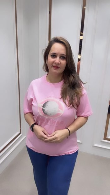 PINK CASUAL T-TOP ON IMPORTED FABRIC