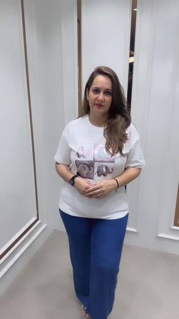 WHITE FANCY TOP ON IMPORTED FABRIC