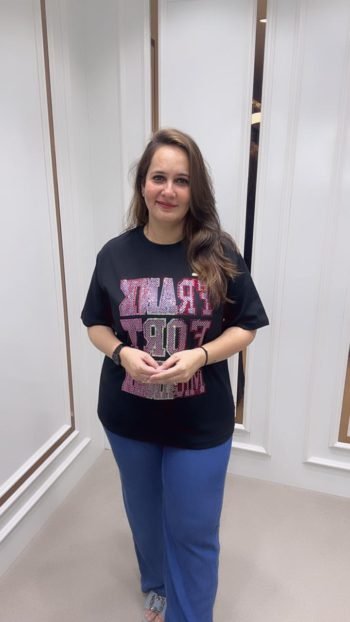 BLACK PRINTED TOP ON IMPORTED FABRIC
