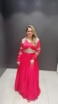 ELEGANT LONG GOWN IN VIBRANT PINK ON SOFT PURE CREPE SILK