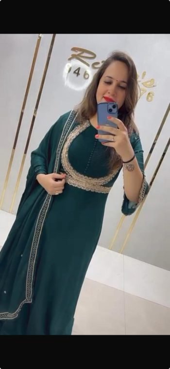 PRETTY DARK GREEN GOWN WITH DUPATTA ON PURE MAL SILK