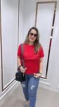 VIBRANT RED TOP ON IMPORTED FABRIC