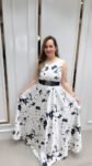 WESTERN LONG ONE-PIECE IN BLACK AND WHITE SHADE ON IMPORTED FABRIC