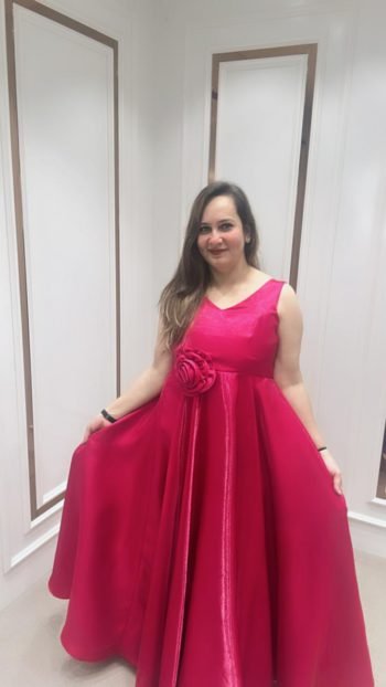 PARTYWEAR ONE-PIECE IN RANIPINK COLOUR ON IMPORTED FABRIC