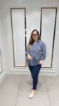 Chic Blue & White Shirt On Pure Crepe