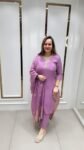 Beautiful Kurti Set In Purple Shade On model silk