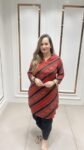 Striking Red And Black Tunic With Black Afghani Pant On Pure Mal Silk