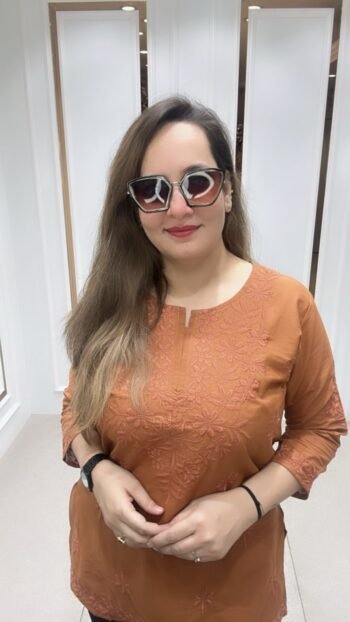 Earthy Orange Shade Kurti Top On Cotton