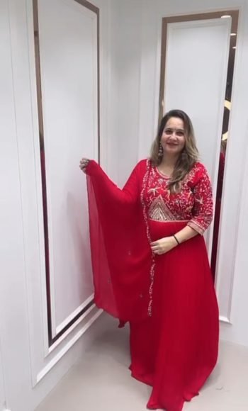 STUNING RED GOWN WITH EMBROIDERY AND SEQUINS