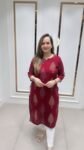 Beautiful Red Kurti On Pure Cotton