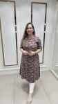 A-Line Kurti In Mahroon Shade On Reyon Cotton