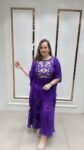 Beautiful Cord-set In Caftan Style in Striking Purple On Pure Crepe