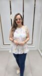 Colorful Floral Print Top With Net Shrug On Imported Fabric