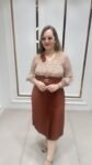 Skirt Top Style Knee Length One Piece With Belt In Brown Shade