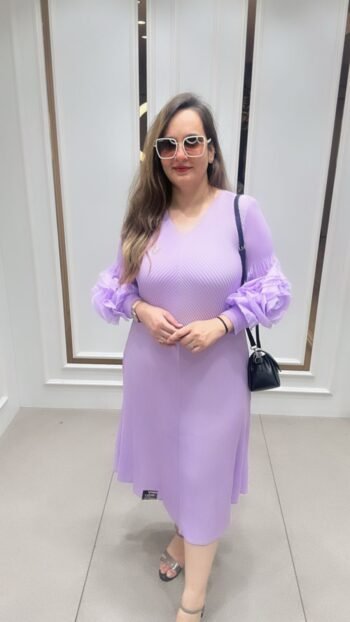 Stylish Bambu Gown In Lovely Lavender Shade On Imported Fabric