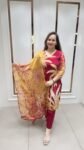 Pretty Kurta Set In Striking Red On Pure Crepe Silk