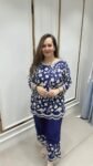 Chikankari Cord-Set With Embroidery Work In Navy Blue Shade On Modal Silk