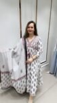Anarkali Suit In Printed White On Pure Cotton