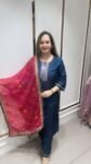 Pretty Kurti Suit With Mirror Work In Deep Navy Blue Shade On Modal Silk