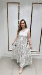 Beautiful Printed White Gown On Cotton Rayon