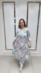 Gorgeous A-line Kurta Set In Soft Pastal Colors