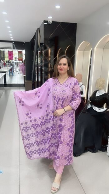 Pretty A-Line Cotton Set In Lovely Lavender