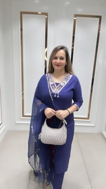 Beautiful Cotton 3-Piece Set In Rich Blue Shade