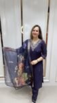 Beautiful Kurti Set In Deep Navy Blue On Modal Silk