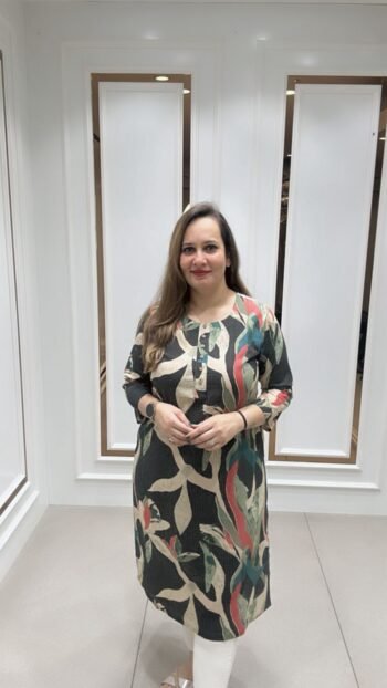 Printed cotton kurti in Rich Black Shade