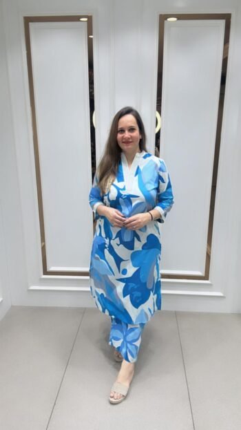 Beautiful Printed Cord-Set In Vibrant Blue