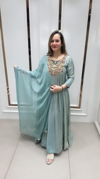 Gorgeous Gown In Stunning Mint Green On Soft Organza