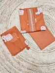 Elephant Print Pure Cotton Silk fabric In Warm Orange