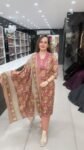 Beautiful 3-Piece Suit In Rich Mahroon Hue On Pure Cotton