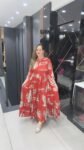 Beautiful Maxi Dress With Belt In Vibrant Red On Pure Mal Silk