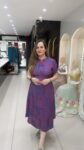 Short Midi Dress On Deep Purple & Bold Pink