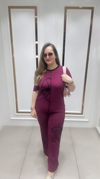 Trendy Two Piece Set In Striking Plum Color