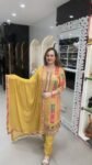 Beautifil Pure Chinnon Kurti Set With Mirror Work In Vibrant Yellow Hue