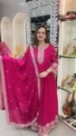 Elegant full length gown in chinnon silk with dupatta
