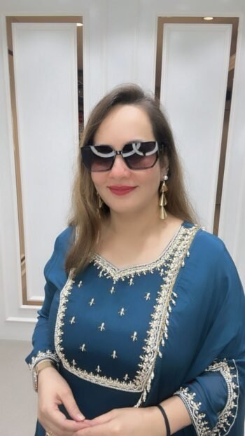 A pure chinnon silk offering a flowy and elegant style suitable for  party wear.