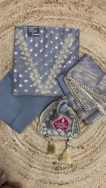 A PURE MUL CHANDERI SILK UNSTICHED FABRIC