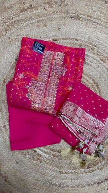 A BEAUTIFUL UNSTITCHED ARTICLE IN PURE CHANDERI SILK WITH HANDWORK