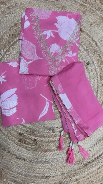 PURE SOFT COTTON UNSTITCHED FABRIIC WITH FLORAL PRINT