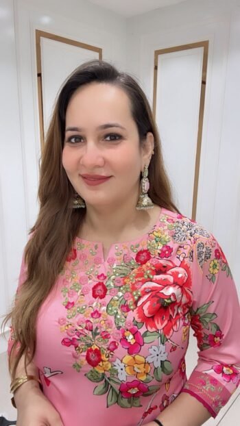 Pink Floral Muslin Silk Kurta Set with Dupatta